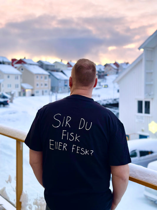 T-skjorta: Sir du fisk eller fesk?